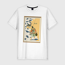 Мужская slim-футболка Японски бог рыбалки и удачи
