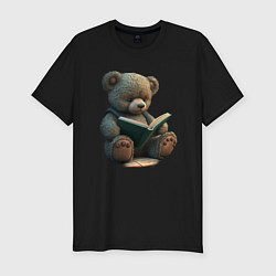 Мужская slim-футболка Читающий медвежонок