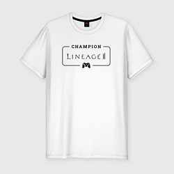 Футболка slim-fit Lineage 2 gaming champion: рамка с лого и джойстик, цвет: белый