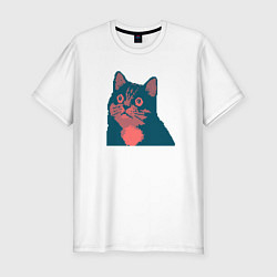 Футболка slim-fit Vintage pixel cat, цвет: белый