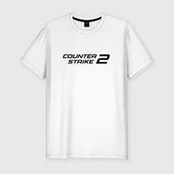 Мужская slim-футболка Counter strike 2 лого черный