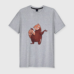 Мужская slim-футболка Недоумевающая красная панда