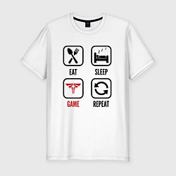 Мужская slim-футболка Eat - sleep - The Last Of Us - repeat