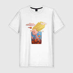 Мужская slim-футболка Русалка в стакане воды