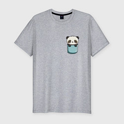 Мужская slim-футболка Панда в кармашке