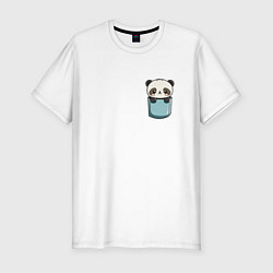 Мужская slim-футболка Панда в кармашке