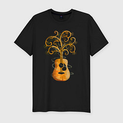 Мужская slim-футболка Гитара дерево