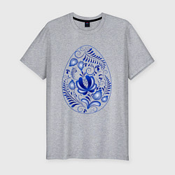 Футболка slim-fit Пасхальное яйцо гжель, цвет: меланж