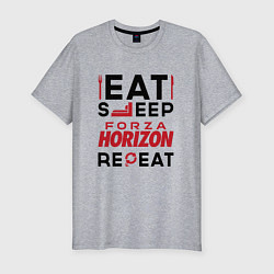 Футболка slim-fit Надпись: eat sleep Forza Horizon repeat, цвет: меланж