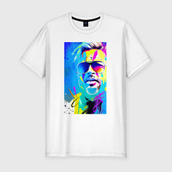 Мужская slim-футболка Brad Pitt - sketch - pop art