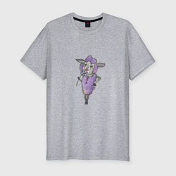 Мужская slim-футболка Фиолетовая овечка с цветком