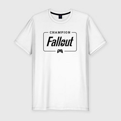 Футболка slim-fit Fallout gaming champion: рамка с лого и джойстиком, цвет: белый