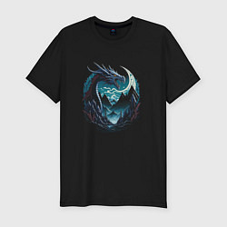 Мужская slim-футболка Дракон в горах