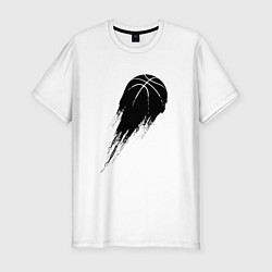 Мужская slim-футболка Черный силуэт баскетбольного мяча