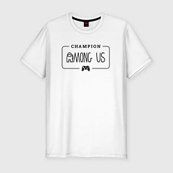 Мужская slim-футболка Among Us gaming champion: рамка с лого и джойстико