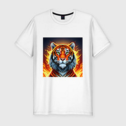 Футболка slim-fit Огненный тигр, цвет: белый