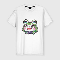 Мужская slim-футболка Ахегао аниме девочка в шапке жабки