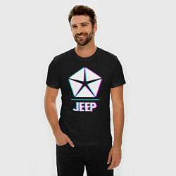 Футболка slim-fit Значок Jeep в стиле glitch, цвет: черный — фото 2