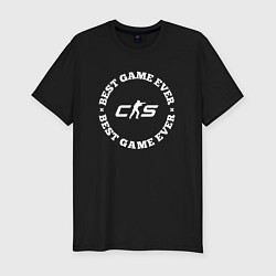 Мужская slim-футболка Символ Counter-Strike 2 и круглая надпись best gam