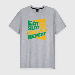 Мужская slim-футболка Eat sleep volleyball
