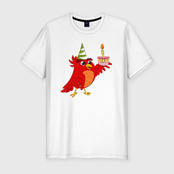 Мужская slim-футболка Праздничная птичка
