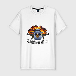 Мужская slim-футболка Chicken gun game