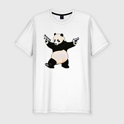 Мужская slim-футболка Панда с пистолетами