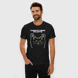 Футболка slim-fit Twenty One Pilots rock cat, цвет: черный — фото 2