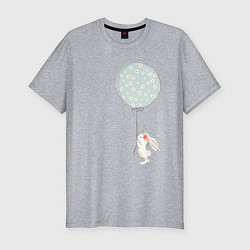 Мужская slim-футболка Милый кролик с шариком в цветочек