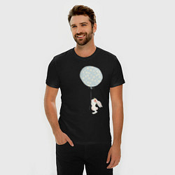 Футболка slim-fit Милый кролик с шариком в цветочек, цвет: черный — фото 2