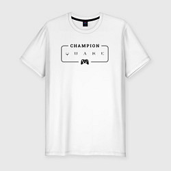 Мужская slim-футболка Quake gaming champion: рамка с лого и джойстиком