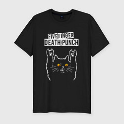 Футболка slim-fit Five Finger Death Punch rock cat, цвет: черный