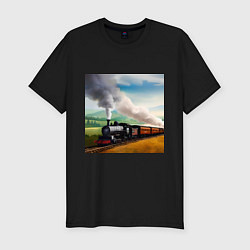 Мужская slim-футболка Ретро поезд