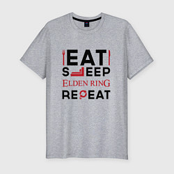 Мужская slim-футболка Надпись: eat sleep Elden Ring repeat