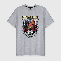Мужская slim-футболка Metallica - wolfs muzzle - thrash metal