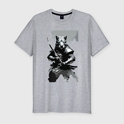 Футболка slim-fit Capybara samurai - neural network, цвет: меланж