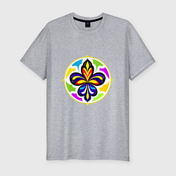 Мужская slim-футболка Гербовая лилия в цветовой абстракции