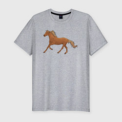 Мужская slim-футболка Конь бежит