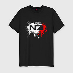 Мужская slim-футболка Mass Effect N7 - shooter - logo