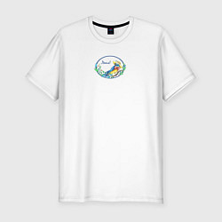 Футболка slim-fit Птичка лето темный, цвет: белый