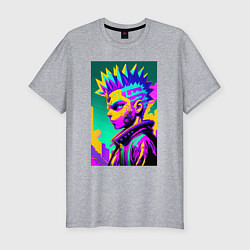 Мужская slim-футболка Bart Simpson - cyberpunks not dead - motto