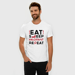 Футболка slim-fit Надпись: eat sleep Valorant repeat, цвет: белый — фото 2