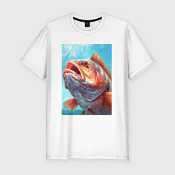 Мужская slim-футболка Рыба карп в очках