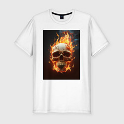 Мужская slim-футболка Череп в огне - нейросеть