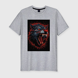 Футболка slim-fit Агрессивный красный волк, цвет: меланж