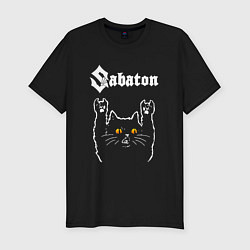 Мужская slim-футболка Sabaton rock cat