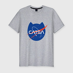 Мужская slim-футболка Коты - исследователи Космоса