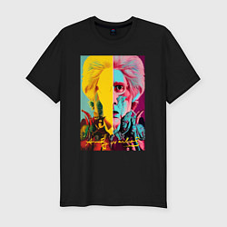 Мужская slim-футболка Andy Warhol - self-portrait - neural network