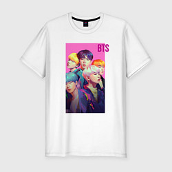 Футболка slim-fit Bts anime art style, цвет: белый