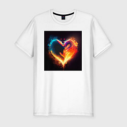 Мужская slim-футболка Пылающее сердце - нейросеть